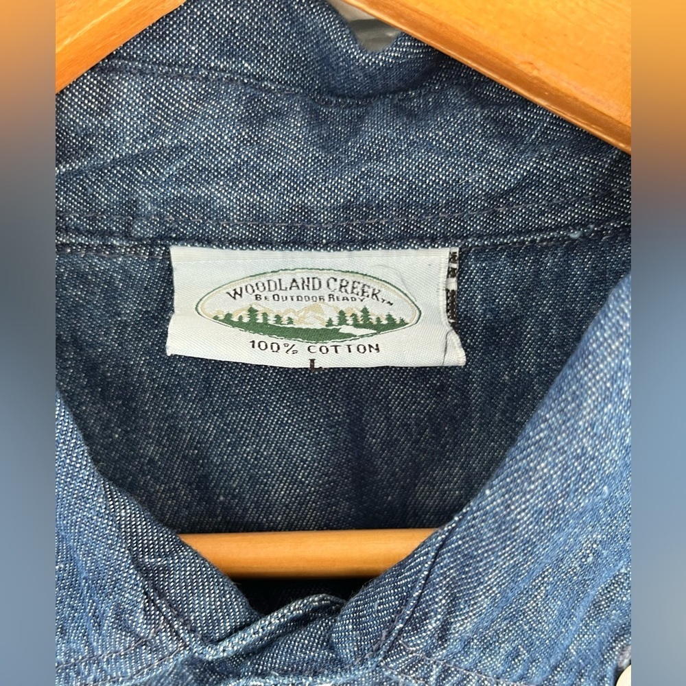 Woodland Creak VTG Men's Blue Denim Shirt 100% Cotton Fall L NWT - Picture 3 of 9